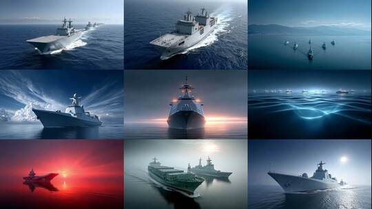 军舰 战舰 航母大国海军舰艇集结巡航远海高清在线视频素材下载