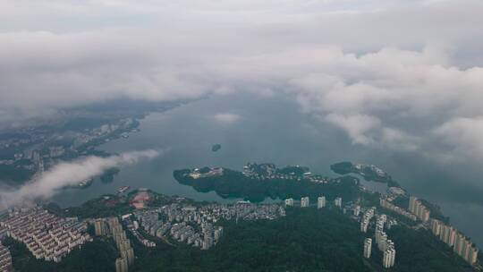 大气杭州千岛湖航拍大范围云海延时视频