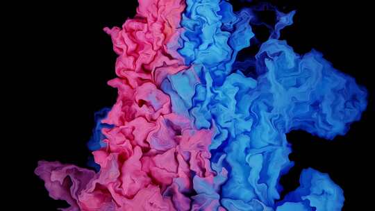 抽象表达红色墨水和蓝色油漆混合在水中唤起视频素材模板下载