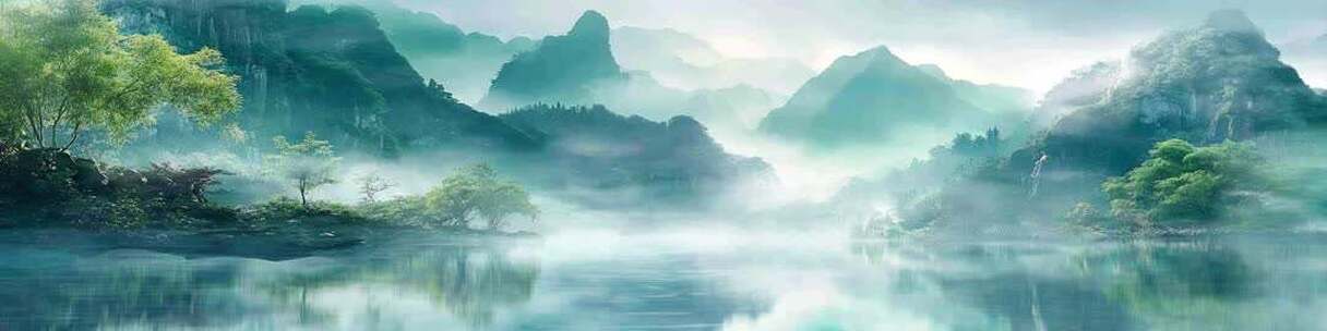 青绿山水动态意境背景