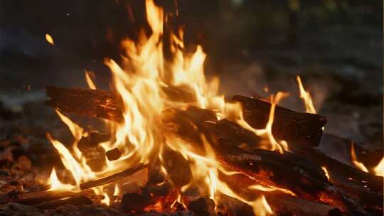 立冬篝火燃烧温暖治愈氛围视频