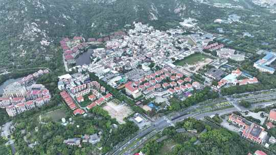 厦门环岛南路小区住宅区航拍海边度假村风景