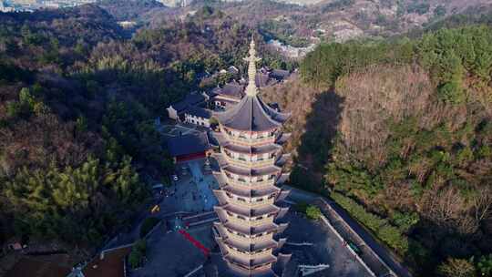 浙江绍兴新昌大佛寺航拍视频视频素材模板下载