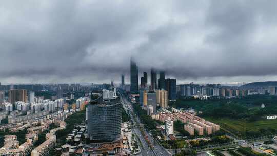 南宁东盟商务区雨后延时