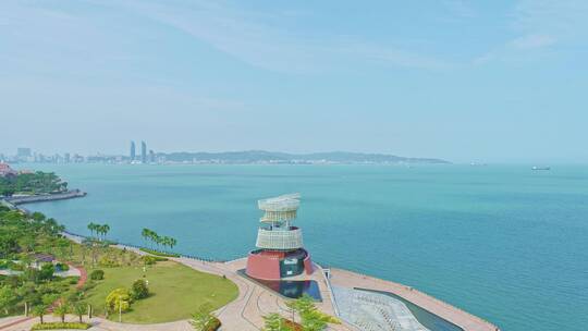 4k航拍漳州港双鱼岛海岸线美景视频素材模板下载