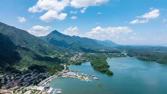 江西庐山西海柘林湖风景区航拍延时