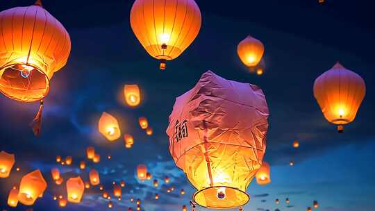 孔明灯 天灯 中秋 元宵 习俗 满月片头