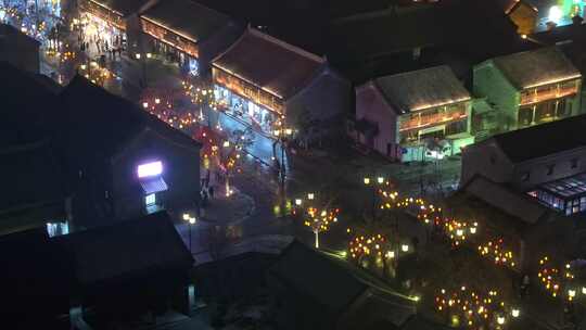 河南商丘古城雪景夜景航拍