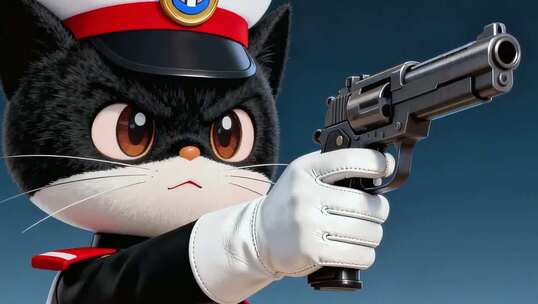 黑猫警长持枪特写