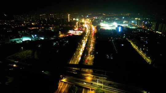 杭州下沙立交桥绕城高速夜景视频素材