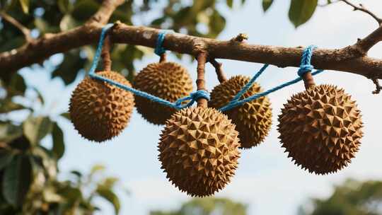 树上悬挂的榴莲果实