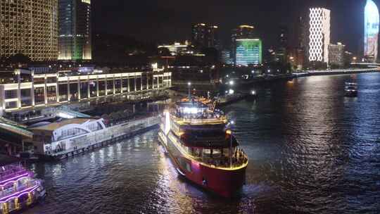 厦门财富中心轮渡双子塔鹭江道演武大桥夜景