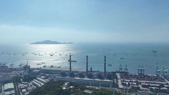 深圳前海湾保税港区航拍海边港口码头集装箱视频素材模板下载