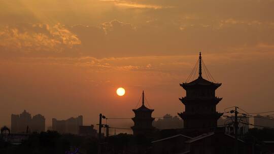 泉州航拍西街东西塔市区开元寺风景名胜古迹