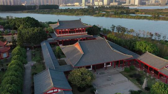 福建省福州市慈航寺日落航拍