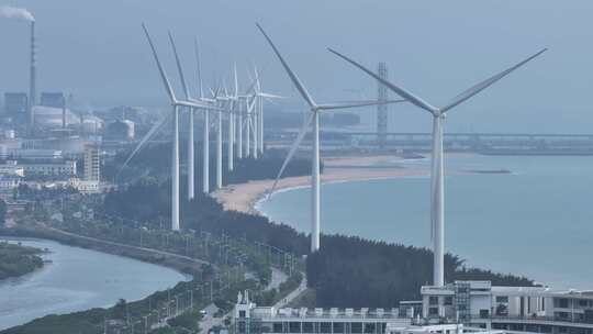 海南鱼鳞洲海岸风车航拍