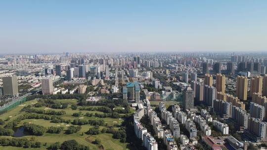 航拍河北石家庄城市风光