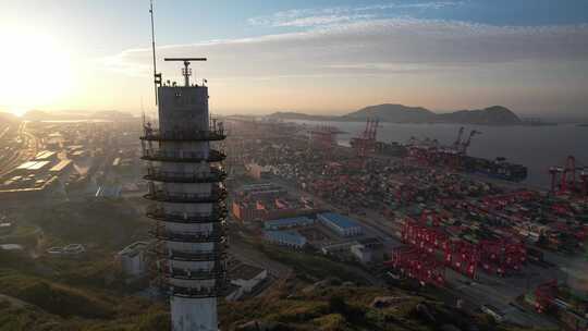 小洋山航运中心日出视频素材模板下载