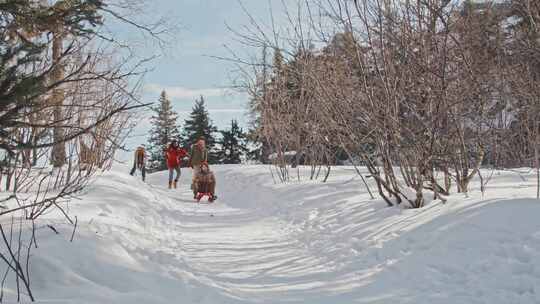 徒步旅行，雪，冬天，朋友