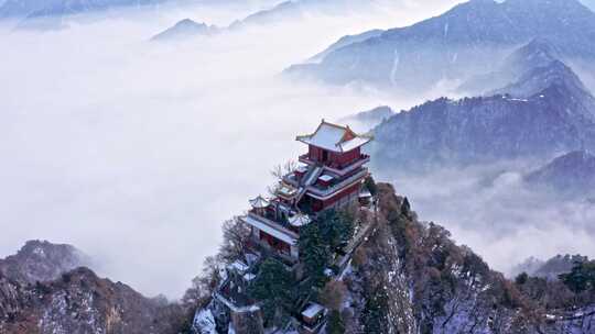 西安南五台景区冬雪雪景