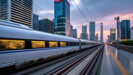复兴号动车高铁行驶和谐号航拍ai素材原创