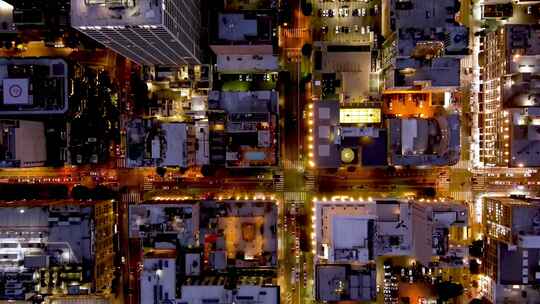 城市航拍洛杉矶交通车流夜景灯光摩天大楼