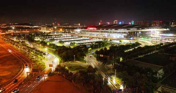 航拍港珠澳大桥珠海公路口岸车流收费站