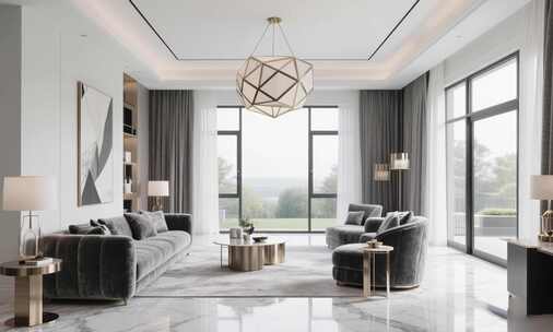 现代简约风格客厅室内场景