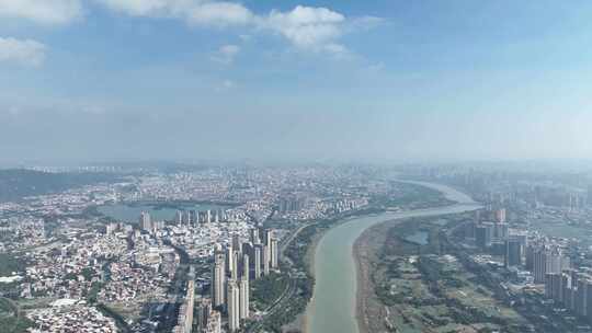 泉州大景航拍市区全景晋江两岸经济城市发展