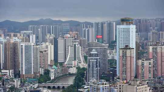 贵阳高楼大厦城市空镜 东山寺视角 素材