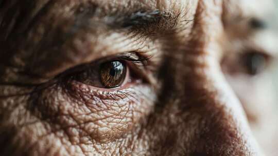 老人眼睛微距特写