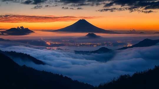 富士山云海日出壮观美景