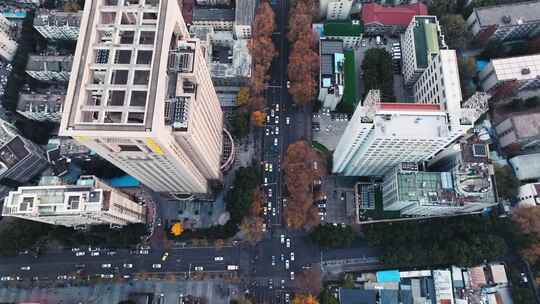 航拍城市正视图鸟瞰俯视