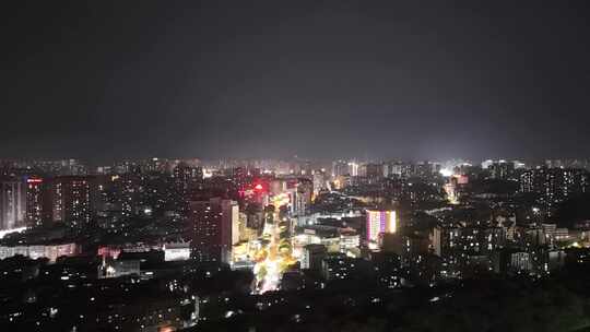 航拍四川自贡夜景自贡城市风光