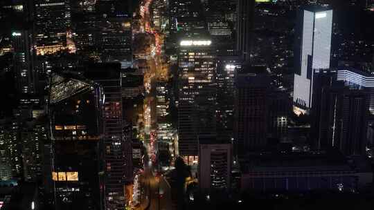 深圳南山区CBD高楼大厦夜景航拍