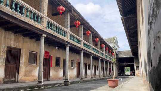 风景中国民俗古建筑客家围龙屋角楼