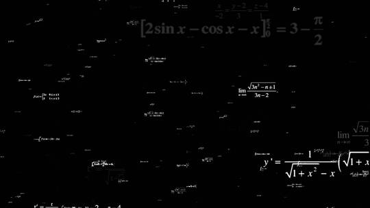 数学公式飞出动态透明视频（素材）