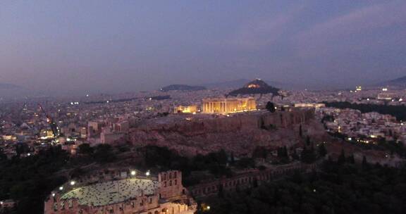 航拍希腊雅典卫城4K古希腊欧洲夜景夕阳视频素材模板下载