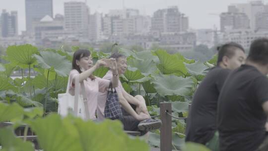 杭州城市空镜 人流 西湖 车流