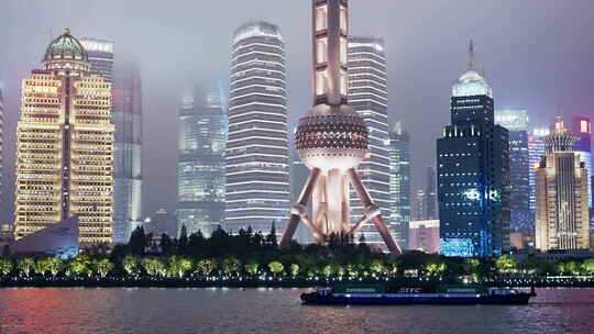 黄浦江夜景城市景观视频素材模板下载
