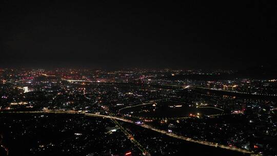 泉州市区夜景航拍500米高空泉州城市大景