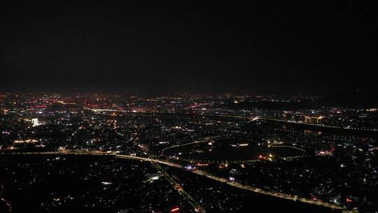 泉州市区夜景航拍500米高空泉州城市大景视频素材模板下载
