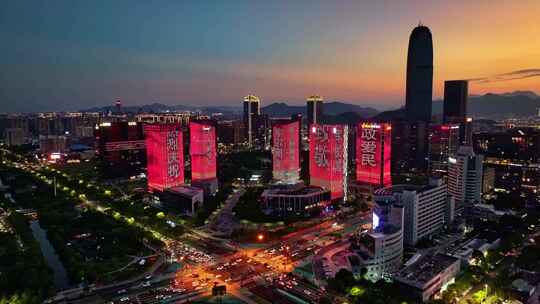 台州市椒江区晚霞夜景素材