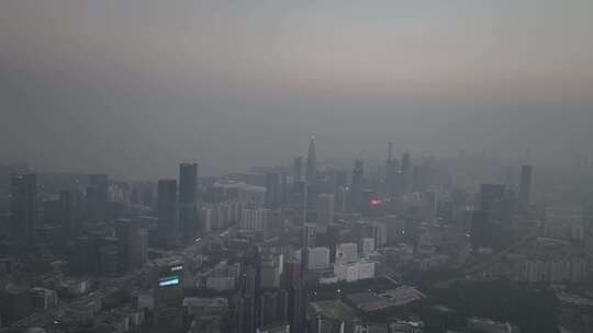 深圳南山区雾霾天航拍视频素材模板下载