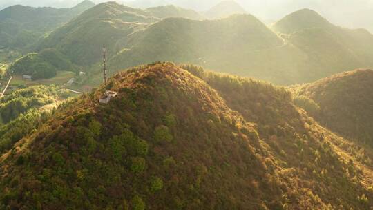 4k航拍山村晚霞