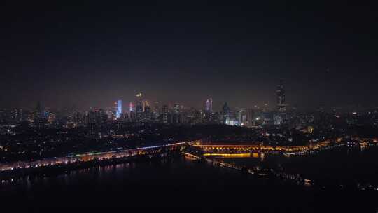 南京_城市建筑群夜景航拍004视频素材模板下载
