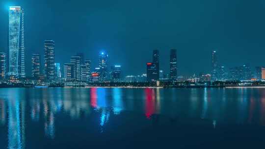 深圳人才公园滨海CBD摩天大楼建筑夜景