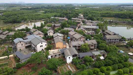 武汉江夏区网红村庄小朱湾航拍