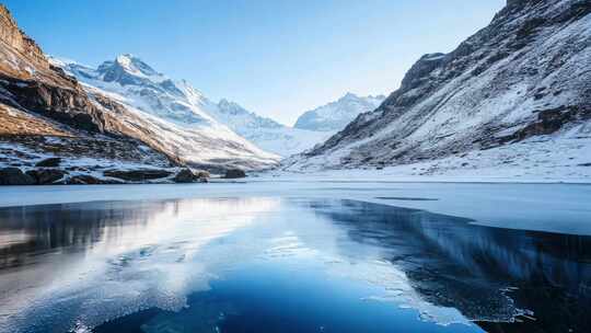 慢镜头雪山湖泊倒影新疆旅游唯美自然风景