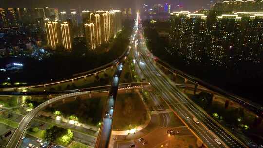 杭州滨江区江南大道立交桥高架桥夜晚夜景